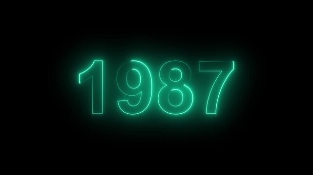 1987 Glowing Neon Line Text Animation, Powerful Abstract Neon Number Design in Stunning 4K Highlighting the Iconic and Important Year important date 1987.