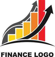 Abstract financial progress bar chart logo design template with rising arrows symbolizing business growth and success concept vector