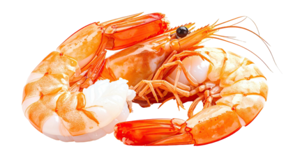 Cooked shrimp, peeled, curling. Appetizing seafood dish
