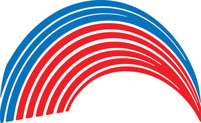 Abstract flowing wave curves in vibrant red and blue colors creating a dynamic motion graphic suitable for speed or data