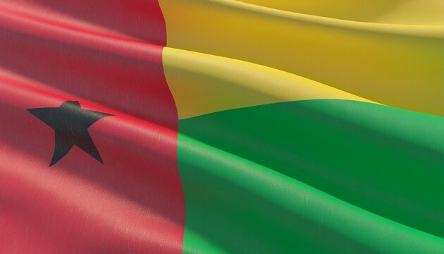 Guinea-Bissau Flag A Vibrant Symbol of West African Identity and Independence, Close Up