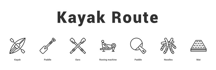 Kayak Route Modern and clean web banner illustration featuring thematic icons for visual communication