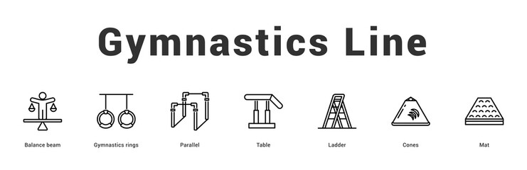 Gymnastics Line Modern and clean web banner illustration featuring thematic icons for visual communication