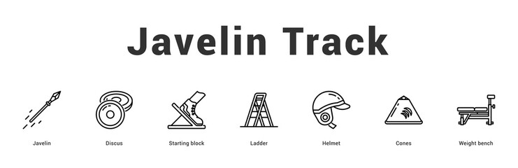 Javelin Track Modern and clean web banner illustration featuring thematic icons for visual communication