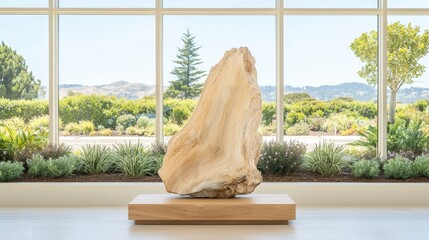Natural Stone Sculpture in a Modern Display