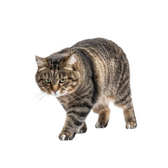 Obraz premium Tabby cat walking on Transparent Background