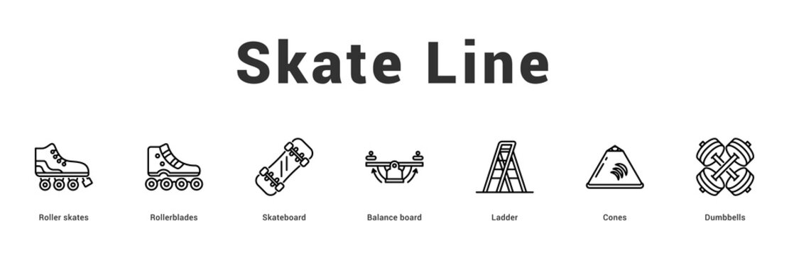Skate Line Modern and clean web banner illustration featuring thematic icons for visual communication