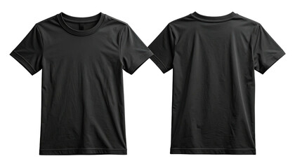 Black t-shirt (front and back) on a transparent background