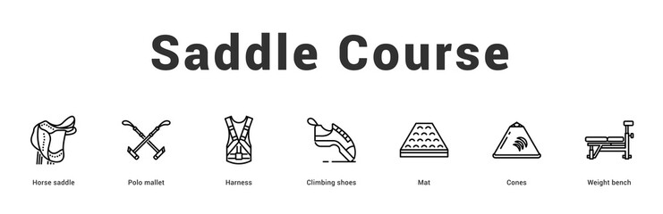 Saddle Course Modern and clean web banner illustration featuring thematic icons for visual communication