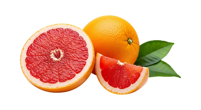 Fresh grapefruit and orange slices isolated on transparent background - Powered by Adobe