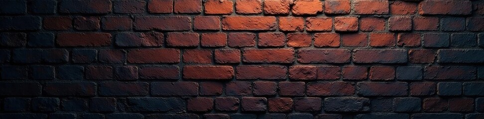 Dark brick wall aerial view, strong vignette effect , rough, shadow, image