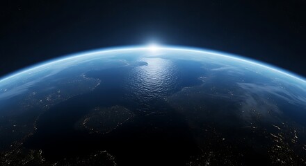 Obraz premium Earth from Space - A Stunning Sunrise Over the Horizon.