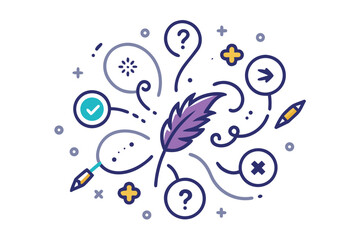 micro doodle cluster tiny looped arrows soft outline  