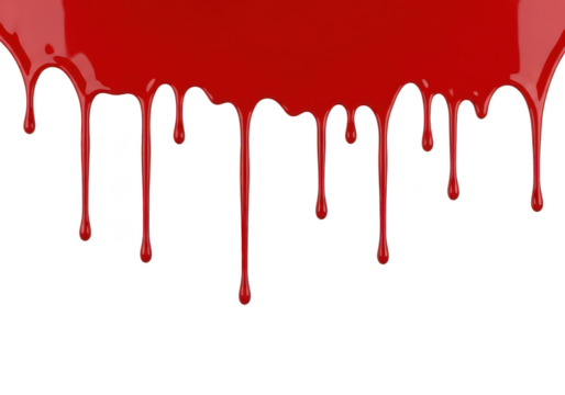 Vibrant red paint dripping against a stark black background