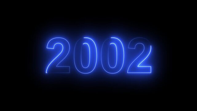 2002 Glowing Neon Line Text Animation, Powerful Abstract Neon Number Design in Stunning 4K Highlighting the Iconic and Important Year important date 2002.