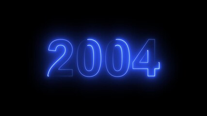2004 Glowing Neon Line Text Animation, Powerful Abstract Neon Number Design in Stunning 4K Highlighting the Iconic and Important Year important date 2004.