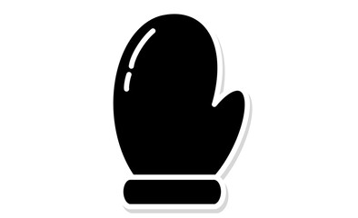 冬の防寒用ミトン型手袋の白黒イラストアイコン素材