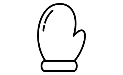 冬の防寒用ミトン型手袋の白黒イラストアイコン素材