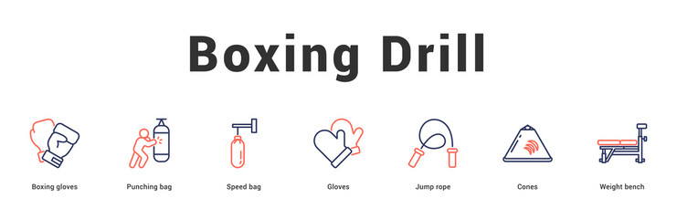 Boxing Drill Modern and clean web banner illustration featuring thematic icons for visual communication