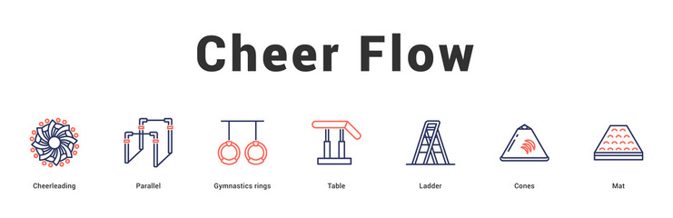 Cheer Flow Modern and clean web banner illustration featuring thematic icons for visual communication