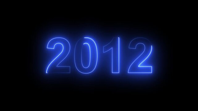 2012 Glowing Neon Line Text Animation, Powerful Abstract Neon Number Design in Stunning 4K Highlighting the Iconic and Important Year important date 2012.