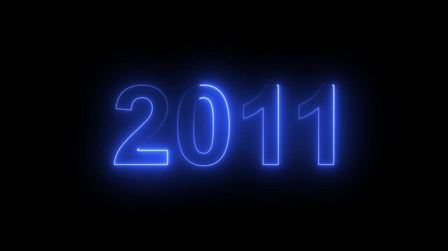 2011 Glowing Neon Line Text Animation, Powerful Abstract Neon Number Design in Stunning 4K Highlighting the Iconic and Important Year important date 2011.