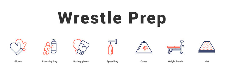 Wrestle Prep Modern and clean web banner illustration featuring thematic icons for visual communication