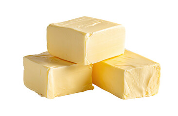 Three yellow butter blocks stacked and arranged