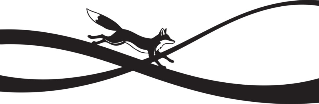 Abstract fox jumping over infinity loop vector graphic design