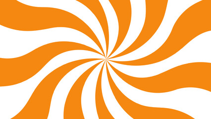 High Contrast Orange & White Sunburst Background With Wavy Radial Swirl Pattern. Flat Vector Pop Art Design for Retro Starburst Themes, Comic Books, Groovy Banners, & Summer Flyers. © Sanatçi