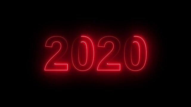 2020 Glowing Neon Line Text Animation, Powerful Abstract Neon Number Design in Stunning 4K Highlighting the Iconic and Important Year important date 2020.