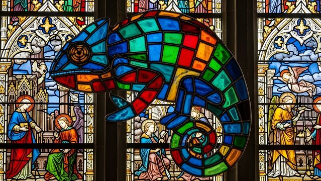 stained glass window in notre dame cathedral - Powered by Adobe