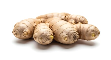 Fresh unpeeled ginger root, a popular healthy culinary spice ingredient.