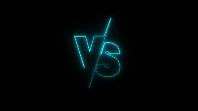 VS versus bars neon animated versus vs bars neon red color with black background ,Animation of glowing neon versus text .neon lines and black background. Motion graphics of neon vs