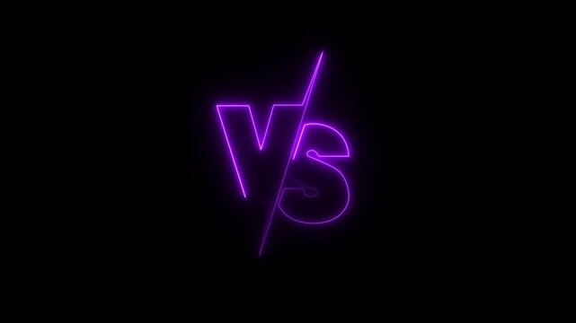 VS versus bars neon animated versus vs bars neon red color with black background ,Animation of glowing neon versus text .neon lines and black background. Motion graphics of neon vs