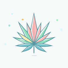 Stylized Cannabis Leaf With Pastel Colors And Subtle Sparkles Against A White Background Vector Illustration
