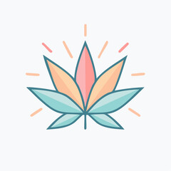 Stylized cannabis leaf logo with radiating lines in pastel colors against a white background representing natural wellness and organic products