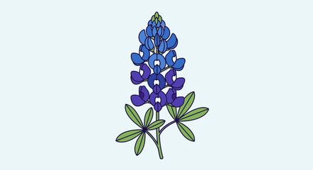 Vector Bluebonnet Clipart &ndash; Texas Wildflower Illustration for Spring Design