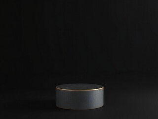 A single metallic cylinder on a black background with subtle texture