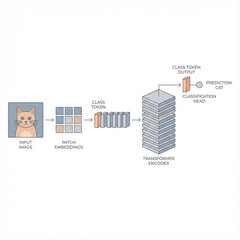 Diagram showing image classification process using transformer encoder  