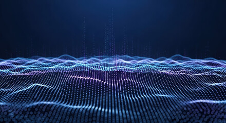 Abstract background with glowing light particles forming wave, digital wave is in a technological theme. Abstract background showcasing light trails, perfect for tech presentations and modern designs,