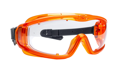 Orange Safety Goggles for Eye Protection Isolated on Transparent