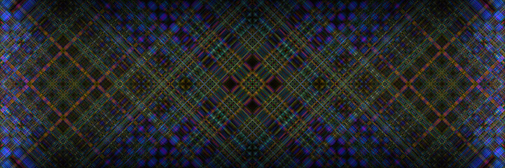 Panoramic geometric background in bright neon color.