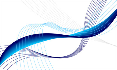 blue smooth lines wave curve on white abstract background