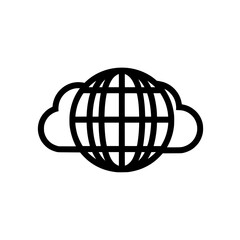 Minimalist vector icon of globe floating in cloud background for global environment themed design