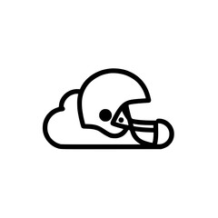 Cloud icon silhouette with helmet inside vector illustration design concept safety protection symbol graphic art