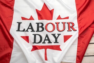 Canadian labour day celebration with flag and festive typography design