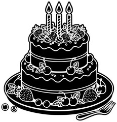 birthday illustration party silhouette celebration logo cake icon decoration outline celebrate greeting card event fun invitation anniversary banner candle shape for vector graphic background