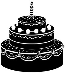 birthday illustration party silhouette celebration logo cake icon decoration outline celebrate greeting card event fun invitation anniversary banner candle shape for vector graphic background