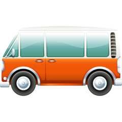 Orange Van with White Roof and Tinted Windows on Transparent Background Classic Retro Style Vehicle...